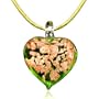 Murano Glass Green Heart With Bronze Pendant