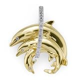 Dolphin Pendant with Diamond in 14K Yellow Gold
