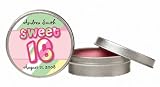 Baby Keepsake: Candy Stripe Design Sweet Sixteen Personalized Lip Balm Tin with SPF 15 Protection -