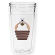 Bumble Bee & Basket 12 oz Slimline Insulated Beverage Tumbler, Clear