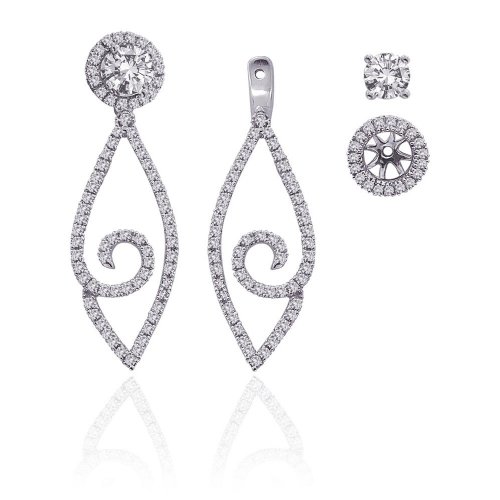 14K White Gold 3/4 (.75) ct GH Diamond Earring Jackets