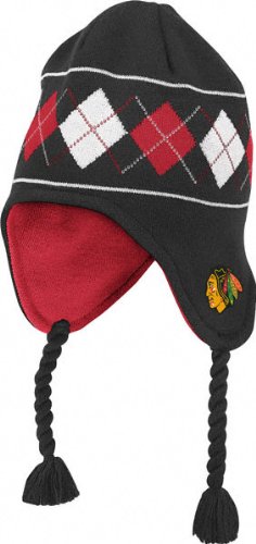 CHICAGO BLACKHAWKS NHL Knit Argyle Beanie Skully Hat Ski Cap New
