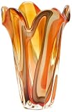 Ecco!Murano Hand Blown Large Vase Red, Amber