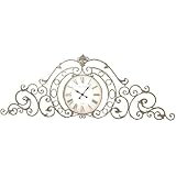 Wall Clock with Scroll Design and Imperial Brown Clock Face and Gold Finish From CBK Home