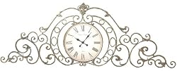 Wall Clock with Scroll Design and Imperial Brown Clock Face and Gold Finish From CBK Home