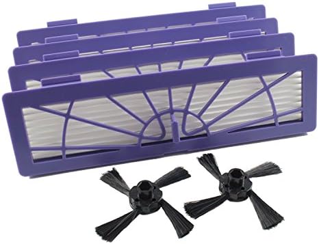 2 Sidebrushes and 4 High Performance Filters HEPA of Hannets® for Neato Botvac