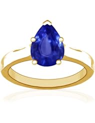 18K Yellow Gold Pear Cut Blue Sapphire Solitaire Ring (GIA Certificate)