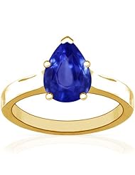14K Yellow Gold Pear Cut Blue Sapphire Solitaire Ring (GIA Certificate)