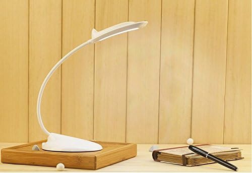 Superproducts fashional dolphin designed Flexible Neck LED Light Table Desk /touch Sensor 3-Level Adjustable Brightness Reading Lamp book Light /Rechargeable Lithium battery /Energy Saving USB Charge LED Desk Lamp (white)
