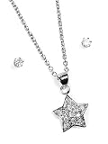 Silver Star Necklace Cubic Zirconia Earrings Set