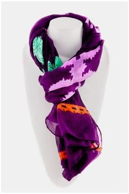 Trendy Abstract Print Scarf 36" X 40" , Light Weight (Purple)
