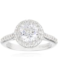 Sterling Silver Swarovski Zirconia 1.5cttw Round Center Halo Engagement Ring