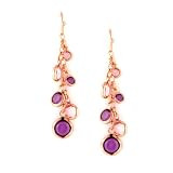 Jewel Tone Channels Amethyst Hues Cluster Drop Earrings