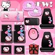 Hello Kitty Sanrio Hearts Design 12 Pieces Combo Set Front and Rear Rubber Floor Mats Seat Covers Steering Wheel Cover CD Visor Organizer Windshield Sunshade Side Window Sunshades and a Bonus 24 Pieces Capacity Durable CD Wallet