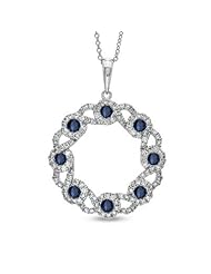 1.82ct tw Circle Pendant with Sapphire and Diamonds Set in 14k Gold