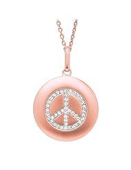 14K Gold over Sterling Silver 0.16ct TDW Diamond Round Peace Sign Disc Pendant (H-I, I2-I3)