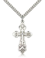 Sterling Silver Cross Pendant Stainless Silver Heavy Curb Chain