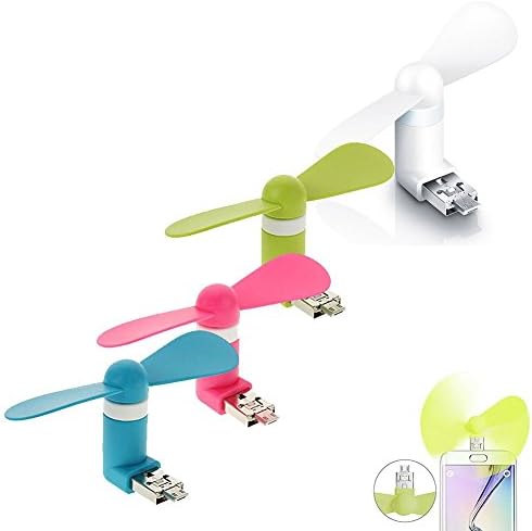 Boytond USB Phone Fan, Fashion Two Ports Portable USB / Micro USB Phone Mini Fan with Two Leaves for Samsung Galaxy S6 / S5, Other Mobile Phone with OTG Function 4 packe
