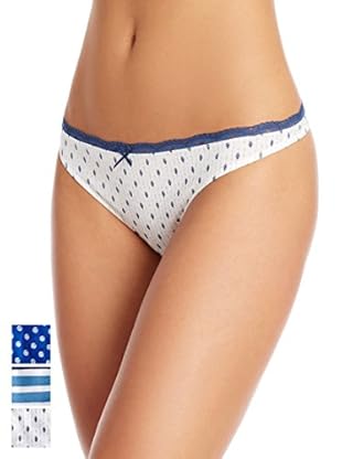 Pepe Jeans Pack x 3 Tangas Bella (Azul / Blanco)