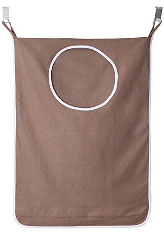 Urban Mom Door-Hanging Laundry Hamper with Stainless Steel Hooks - Coffee