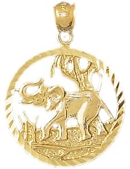 Dazzlers Solid 14k Gold Elephant Charm Pendant Available in three colors from jewelsberry (weights: 3.7 grams only)