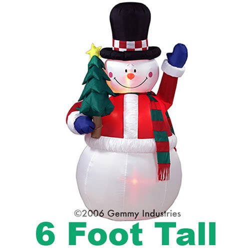 Snowman with Tree Inflatable, 6'
