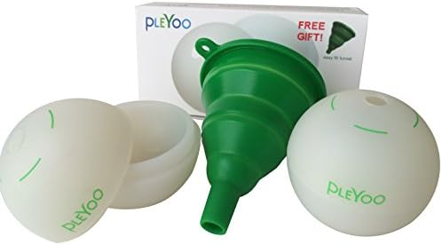 Pleyoo Ice Ball Maker - Set of 2 Large 2.5" Ice Ball Molds with Fill Line &amp; Free Funnel - Slow Melting Sphere Ice