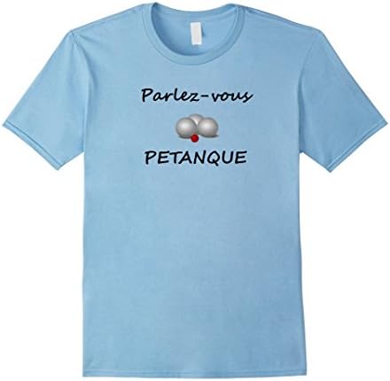 Men's Parlez-vous Petanque French Boules T Shirt France Large Baby Blue