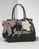 Juicy Couture - Juicy Couture Black Velour Flower Daydreamer Bag Tote Black