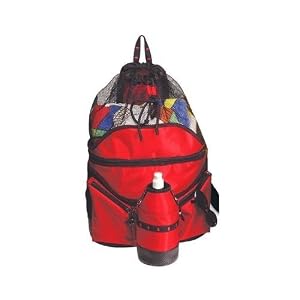 Beach Bag Deluxe - Red W/Sports Bottle Apparel Backpacks
