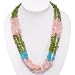 EXP Handmade Carnelian Agate, Peridot, Quartz & Silver Necklace