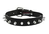 Black Leather Chrome Spiked Choker Fetish Collar