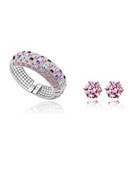 Blue Pearls - Swarovski Elements Bangle bracelet and earrings Set - CRY B111-A304 rs