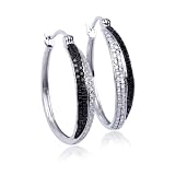 Sterling Silver Criss-Cross Hoop Earrings with Diamond Accent