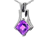 1.35 cttw Genuine Square Amethyst Pendant - 14kt White Gold LIFETIME WARRANTY