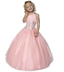 Girls  Tulle One Shoulder Tank Lace Crystals Crystal  Ball Gown Flower-Girl Dress/Pageant Dress/Party Dress 