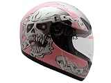 TMS Ladies Pink Skull Full Face Street Motorcycle Helmet (Small)