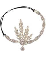 Babeyond&reg; Art Deco 1920's Flapper Great Gatsby Inspired Leaf Medallion Pearl Headpiece Headband (Silver)