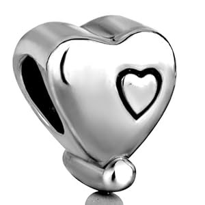 Pugster Engraved Heart European Bead Fits Pandora Bead Charm Bracelet