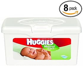 Huggies Natural Care Baby Wipes, Fragrance Free, 72-Count Tubs, 8-Pack (576 Wipes)