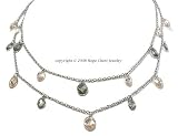 Cubic Zirconia Necklaces - Sterling Silver Champagne & Smoky CZ Layered Necklace