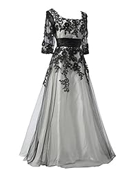 Elbow Length Sleeves Tulle Lace-Up Square Neck Evening Dress/Bridesmaid Dress/Prom Dress/Party Dress 