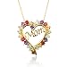 Yellow Gold Overlay Sterling Silver Multi-Gemstone "Mom" Heart Pendant