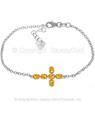 Citrine Cross Bracelet in 14k White Gold