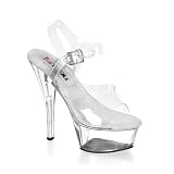 6 inch Heel Platform Clear Slip-On W/Ankle Strap Sandal Clear/Clear