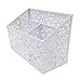 EasyPAG Carved Hollow Flower Pattern Decorative 3 Compartment Heavy Duty Desk Organizer Office Supply Caddy , 8-1/2 X 4 X 4 inch ,White