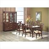 7 Piece Rectangular Dining Table Set with Leaf in Dark Walnut