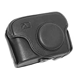 Delamax Retrotasche für Canon PowerShot G11 in schwarz - Retro-Style für Ihre Kamera - Lederlook schwarz perl matt -Oldstyle - Retrodesign