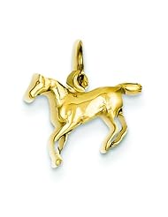14K Yellow Gold Polished Horse Charm Pendant Jewelry