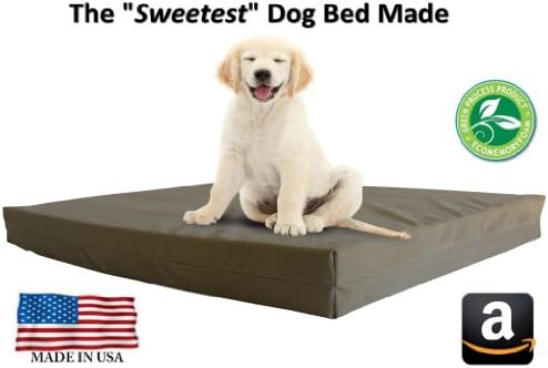 XXL Dog Bed - Extra Extra Large Orthopedic Memory Foam Pet Bed - 55" x 37" x 4" - (Khaki Durable Microsuede) - 100% Made in USA- Best XXL Luxury Large Breed, Washable, Waterproof Pet Bed You Can Buy | 4 LB Memory Foam - Great Puppy Bed Too - Introductory Price